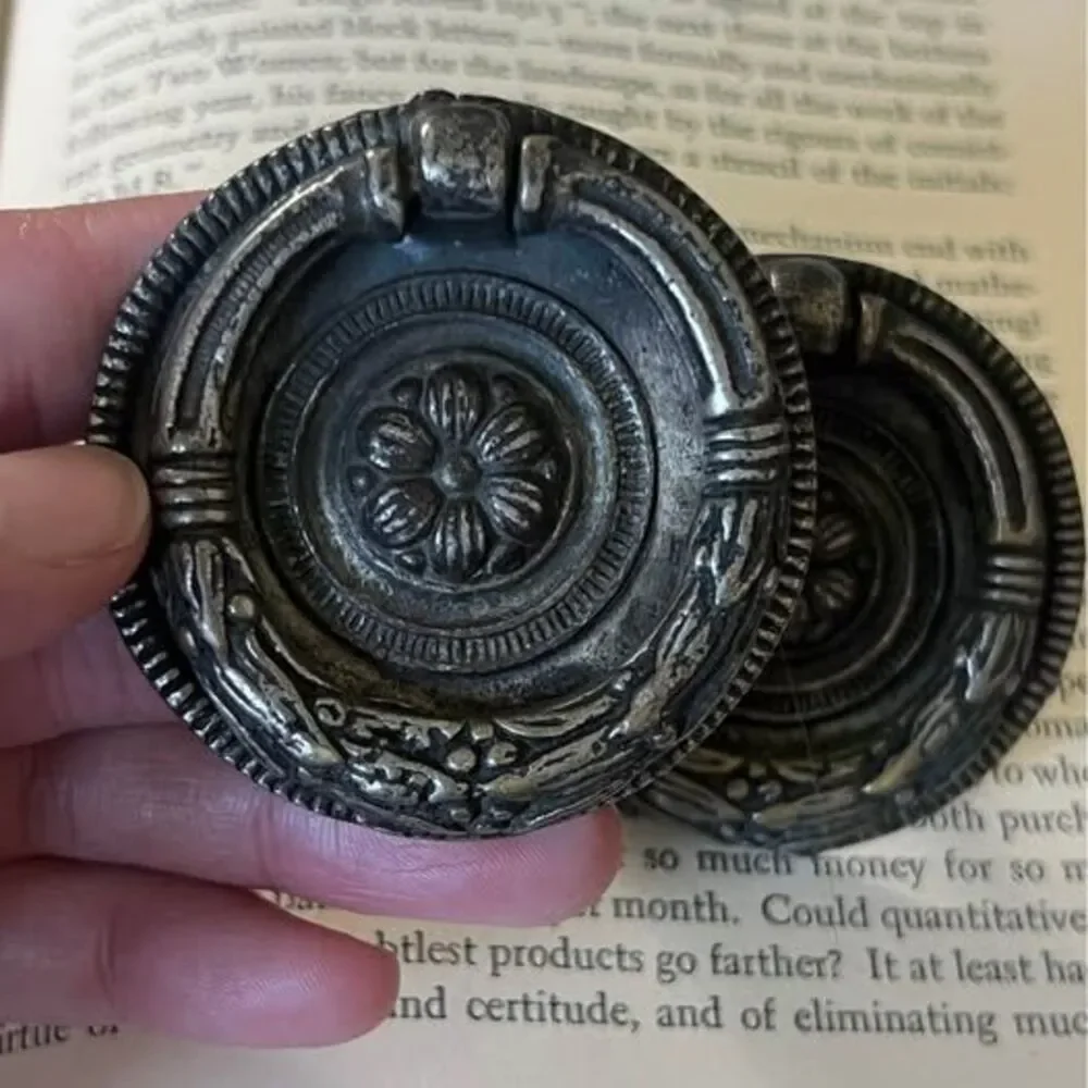 Pair of Vintage Brass Circle-shaped Drawer/Cabinet Ring Pulls